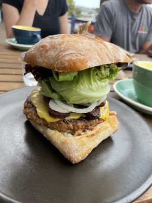 Delicious BBQ burger   at Boneless Vegetarian Cafe in Bermagui