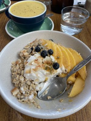 Coconut Bircher  at Boneless Vegetarian Cafe in Bermagui