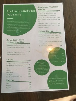 Menu August 2019 at Mama's Garden - Maybe closed in 