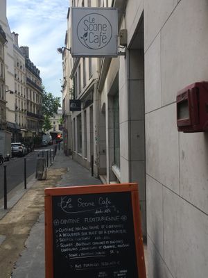 Front door at The Scone Café in Paris