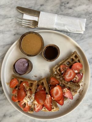 Vegan waffles with coconut yoghurt   at The Loft - Uluwatu in Pecatu