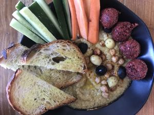 Hummus bowl with falafel instead of haloumi at The Loft - Uluwatu in Pecatu