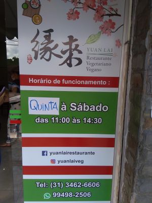 Novo horário de funcionamento. New open hours. at Yuan Lai in Belo Horizonte