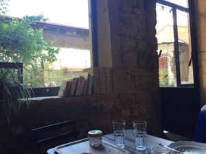 Picture didn’t turn out well, but they have an amazing “courtyard-type” seating area. at Gaïa Coffee House in Lyon