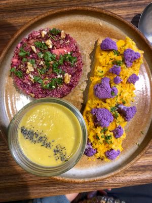 Brunch - menu changes regularly. Also had hot/cold drinks and two desserts!  at Gaïa Coffee House in Lyon