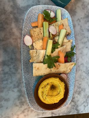 tapas platter with garlic hummus  at LGW - Sonoma - NT  in Horley