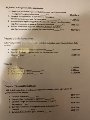 Vegane Karte  at Pizzeria Trattoria Sorrentino in Cologne