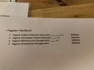 Vegane Karte  at Pizzeria Trattoria Sorrentino in Cologne