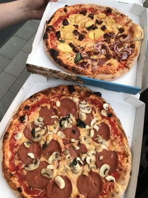 Salami Funghi, Potato&Chicken, Tuna&Onions at Pizzeria Trattoria Sorrentino in Cologne
