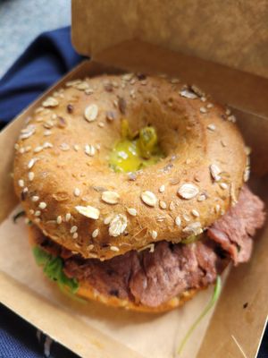 Vegan Planted Pastrami Bagel at Hans im Glück in Dortmund