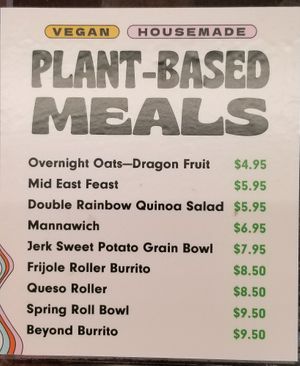Menu of readymade meals at JuiceLand in Cedar Park