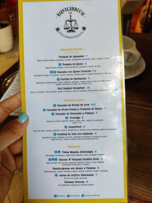 Main menu at Eqvilibrivm Cafe in Barcelona