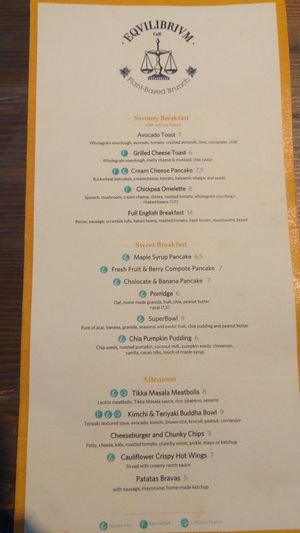 Menu sep.28.2021 at Eqvilibrivm Cafe in Barcelona