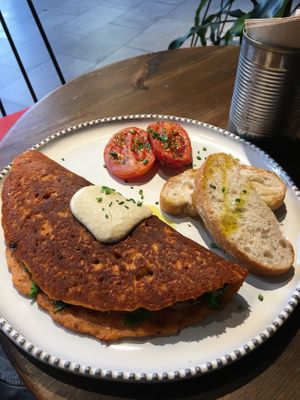 Chickpea omelette  at Eqvilibrivm Cafe in Barcelona