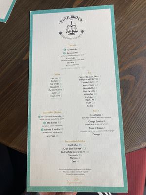 menu   at Eqvilibrivm Cafe in Barcelona