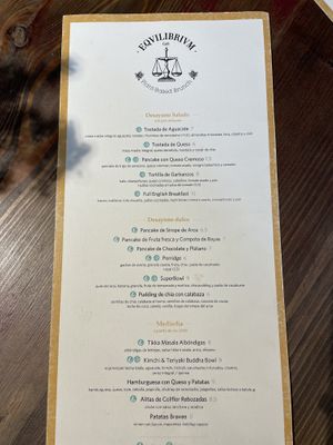 Menu  at Eqvilibrivm Cafe in Barcelona