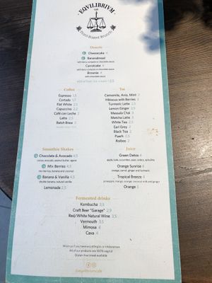 Drink menu   at Eqvilibrivm Cafe in Barcelona