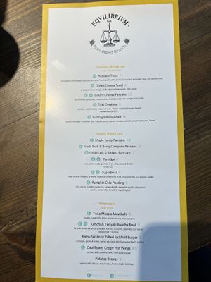 Menu side 1  at Eqvilibrivm Cafe in Barcelona
