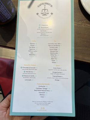 Menu side 2  at Eqvilibrivm Cafe in Barcelona