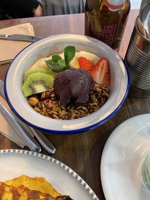 Porridge with açaí   at Eqvilibrivm Cafe in Barcelona