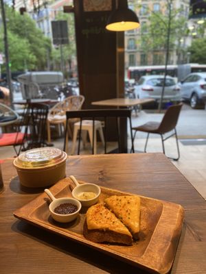 Cheese toast  at Eqvilibrivm Cafe in Barcelona