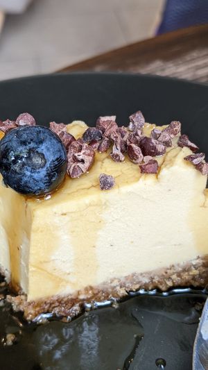 Cheesecake made with tofu at Eqvilibrivm Cafe in Barcelona