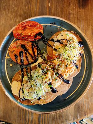 Cheese tortitas at Eqvilibrivm Cafe in Barcelona