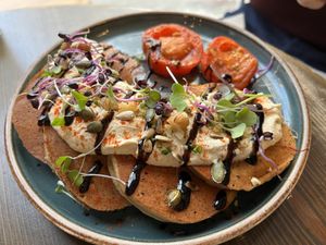 Pancakes with sour cream  at Eqvilibrivm Cafe in Barcelona