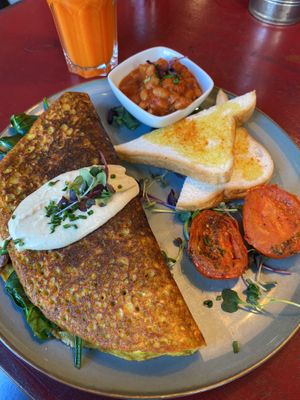 Tofu omelette with GF bread  at Eqvilibrivm Cafe in Barcelona