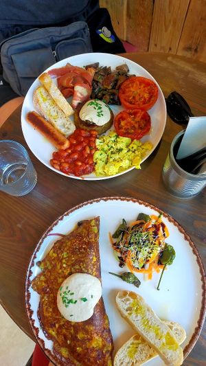 full english breakfast and tofu omelette at Eqvilibrivm Cafe in Barcelona