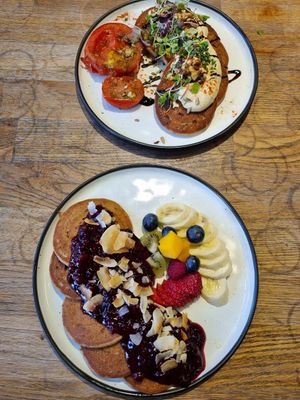 Pan cakes, sweet and savoury. at Eqvilibrivm Cafe in Barcelona