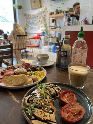 Cream Cheese Pancake and English breakfast  at Eqvilibrivm Cafe in Barcelona