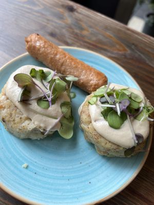 Side of Sausage and hash brown. It was OK, and barely warm.   at Eqvilibrivm Cafe in Barcelona