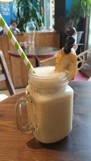 Smoothie with banana at Eqvilibrivm Cafe in Barcelona