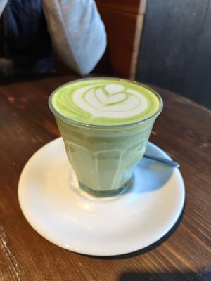 Marcha latte at Eqvilibrivm Cafe in Barcelona