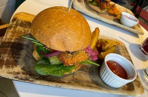 Katsu burger  at Eqvilibrivm Cafe in Barcelona