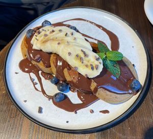 Chocolate pancakes  at Eqvilibrivm Cafe in Barcelona