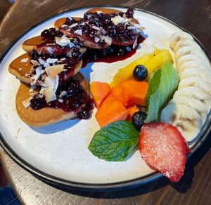 Fruit pancakes  at Eqvilibrivm Cafe in Barcelona