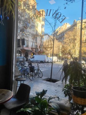View from my table 🤩 at Eqvilibrivm Cafe in Barcelona