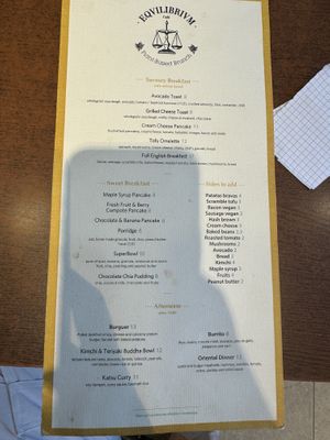 English menu   at Eqvilibrivm Cafe in Barcelona