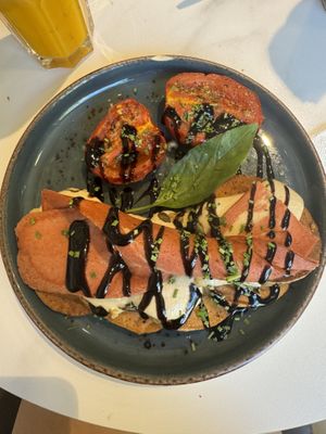 Toast with baconn  at Eqvilibrivm Cafe in Barcelona