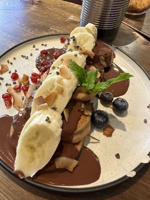Chocolate pancakes   at Eqvilibrivm Cafe in Barcelona