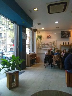 Bright interior at Eqvilibrivm Cafe in Barcelona