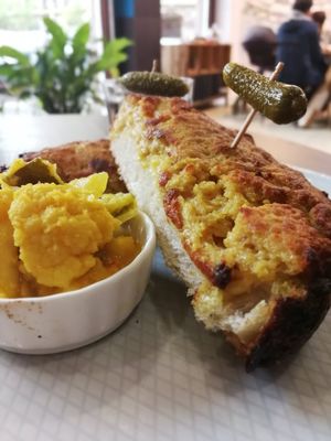 Grilled cheese toast at Eqvilibrivm Cafe in Barcelona