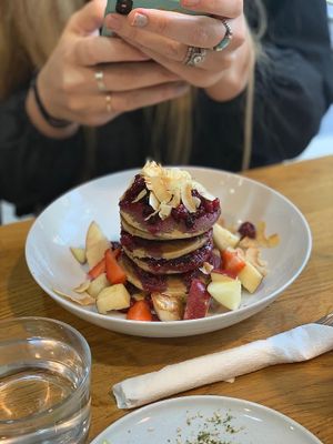 Buckwheat pancakes  at Eqvilibrivm Cafe in Barcelona