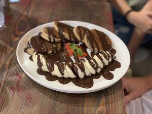 Chocolate pancakes! at Eqvilibrivm Cafe in Barcelona