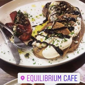 Cream ‘cheese’ pancakes at Eqvilibrivm Cafe in Barcelona