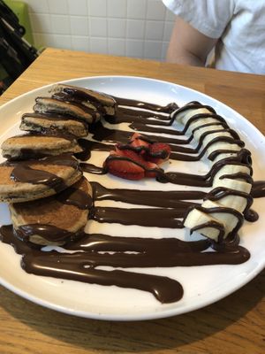 Chocolate and banana pancakes at Eqvilibrivm Cafe in Barcelona