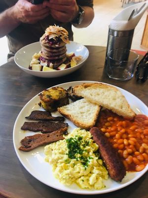 Cooked breakfast & pancakes   at Eqvilibrivm Cafe in Barcelona