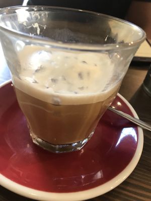 Iced latte with oat milk at Eqvilibrivm Cafe in Barcelona